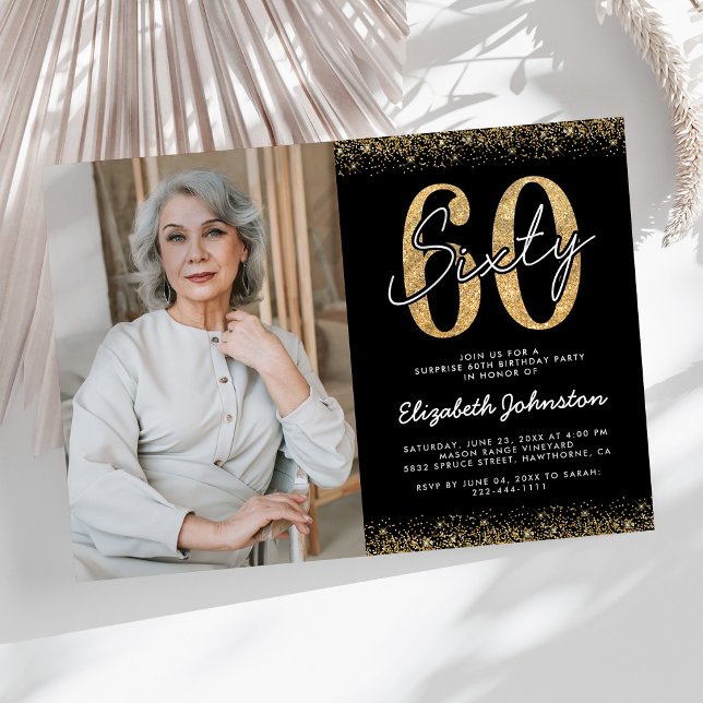 Convite de foto de 60º aniversário elegante (Criador carregado)