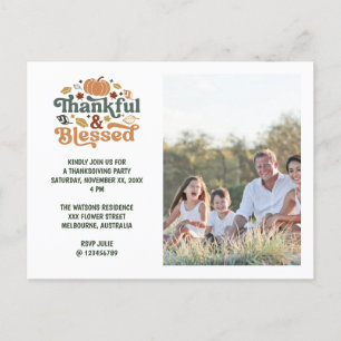 Convite de Foto de Ação de Graças Agradecido & Abe