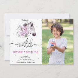 Convite de foto de aniversário Animal Safari