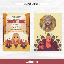 Convite de Foto de Aniversário com Ação de Graças