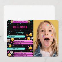 Convite de Foto de Aniversário com Emoji