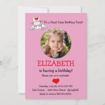 Convite de Foto de Aniversário da Fada do Coração©