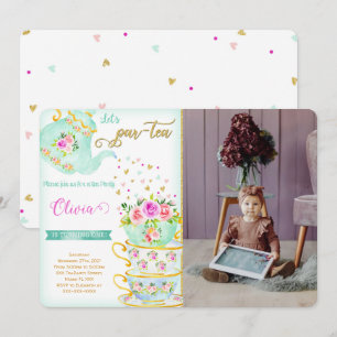 Convite de Foto de Aniversário da Festa do Chá
