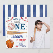 Convite de Foto de Aniversário de 1º de Beisebol 