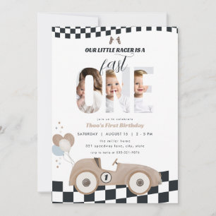 Convite de Foto de Aniversário de 1 Ano com Carro