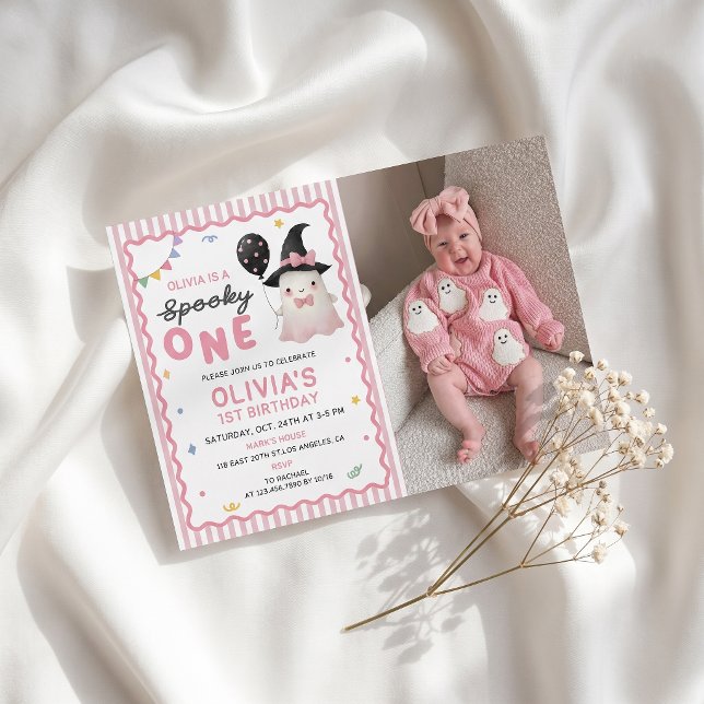Convite de Foto de Aniversário de 1 Ano de Menina  (Criador carregado)
