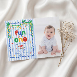 Convite de Foto de Aniversário de 1 Ano Divertido