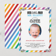 Convite de Foto de Aniversário de 1 Ano do Baby Bo
