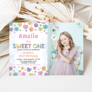 Convite de Foto de Aniversário de 1 Ano do Doce Va