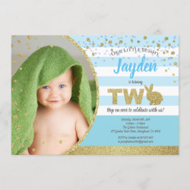 Convite de foto de aniversário de 2 anos de menino