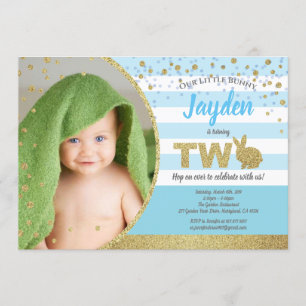 Convite de foto de aniversário de 2 anos de menino