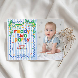 Convite de Foto de Aniversário de 2 anos do Menino