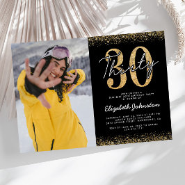 Convite de Foto de Aniversário de 30 Anos Glamouro