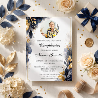 Convite de Foto de Aniversário de 50 anos em Espan