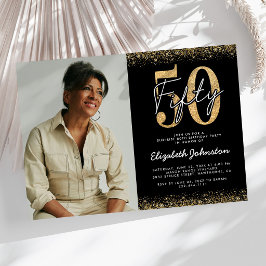 Convite de Foto de Aniversário de 50 Anos Glamouro