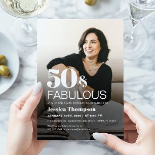 Convite de Foto de Aniversário de 50 Anos Moderno