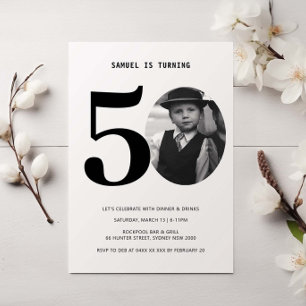 Convite de Foto de Aniversário de 50 anos Vintage