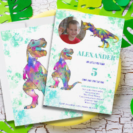 Convite de Foto de Aniversário de 5 Anos do Dinoss