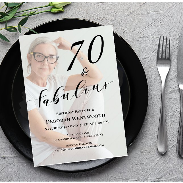 Convite de Foto de Aniversário de 60 anos 70 e Fab (Criador carregado)