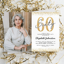 Convite de Foto de Aniversário de 60 Anos em Ouro 