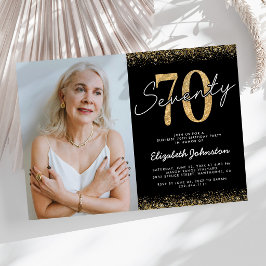 Convite de Foto de Aniversário de 70 anos Glamouro