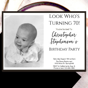 Convite de Foto de Aniversário de 70 anos Minimali