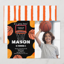 convite de foto de aniversário de basquete