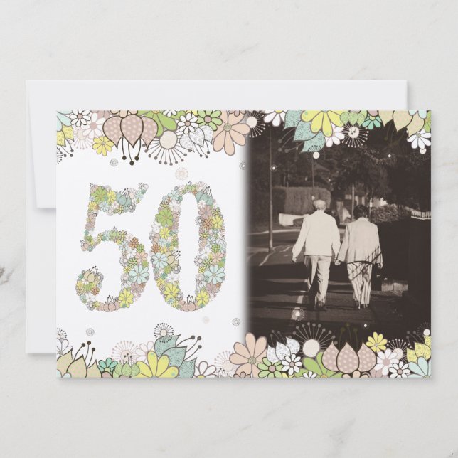 Convite de Foto de Aniversário de Bodas de Ouro 50 (Frente)