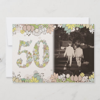 Convite de Foto de Aniversário de Bodas de Ouro 50