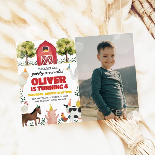 Convite de Foto de Aniversário de fazenda (Criador carregado)