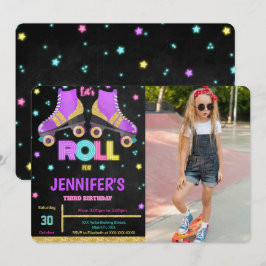 Convite de Foto de Aniversário de Patinação no Rol
