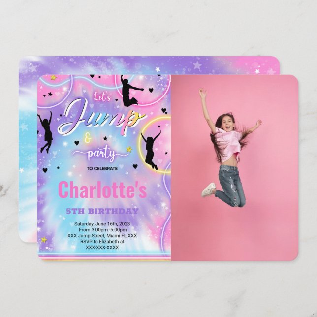 Convite de Foto de Aniversário de Pulo (Frente/Verso)