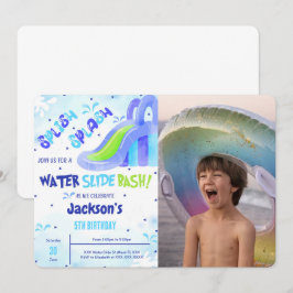 Convite de Foto de Aniversário de Rampa de Água