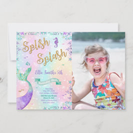 Convite de Foto de Aniversário de Sereia