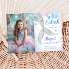 Convite de Foto de Aniversário de Sereia Splish Sp