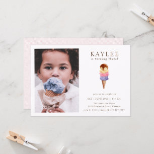 Convite de Foto de Aniversário de Sorvete