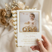 Convite de Foto de Aniversário de Um Ano da Menina