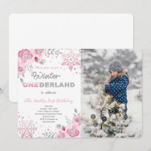 Convite de Foto de Aniversário de Um Ano de Winter