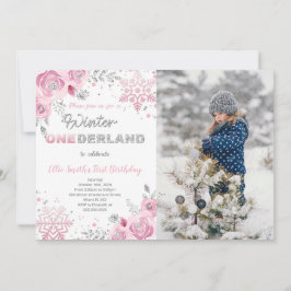 Convite de Foto de Aniversário de Um Ano Winter Wo