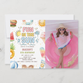 Convite de Foto de Aniversário de Verão Divertido 