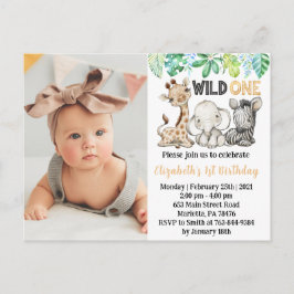 Convite de Foto de Aniversário do Selvagem Safari 
