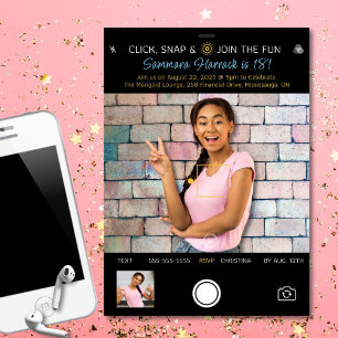 Convite de Foto de Aniversário do Snapshot