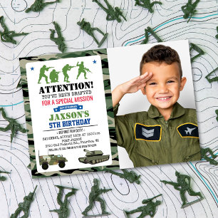 CONVITE DE FOTO DE ANIVERSÁRIO MILITAR PARA QUALQU
