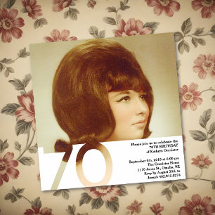 Convite de Foto de Aniversário para 70 - 5,25 x 5,