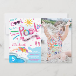 Convite de Foto de Aniversário para Piscina Legal