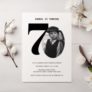 Convite de Foto de Aniversário para Xadrez de 70 d