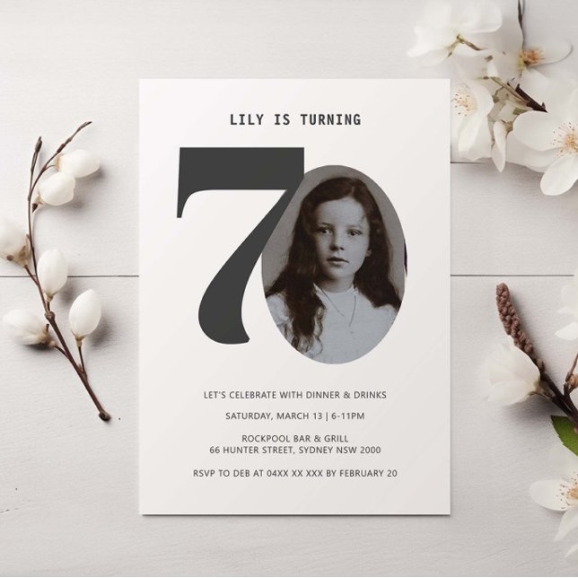 Convite de Foto de Aniversário para Xadrez de 70 d (Criador carregado)