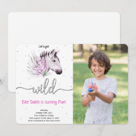Convite de Foto de Aniversário Safari Animal