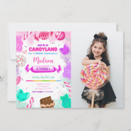 Convite de Foto de Aniversário Terra de Doces
