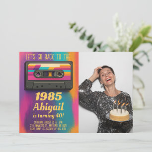 Convite de Foto de Aniversário Vintage dos Anos 80
